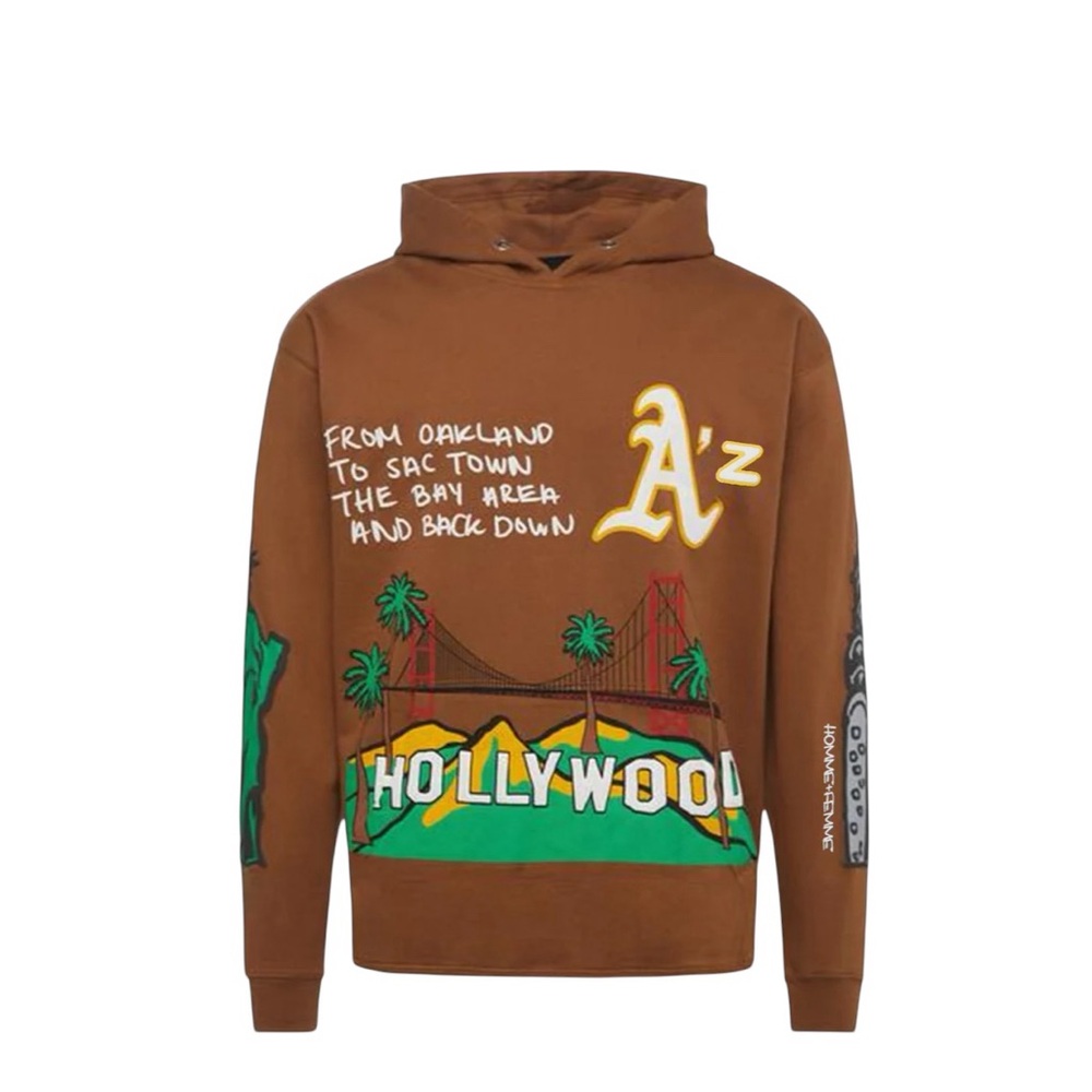 Homme + Femme‎ Hoodie XS Black Puff Print NY to Cali Rare Streetwear
